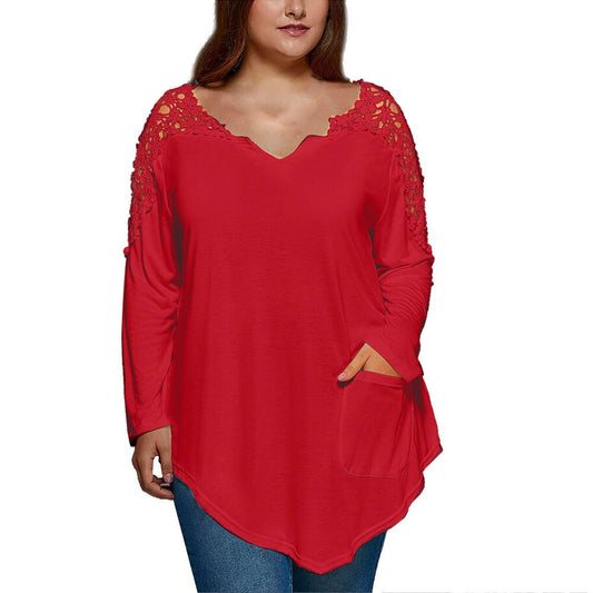 MBluxy Women Blouse Sexy Lace Plus Size